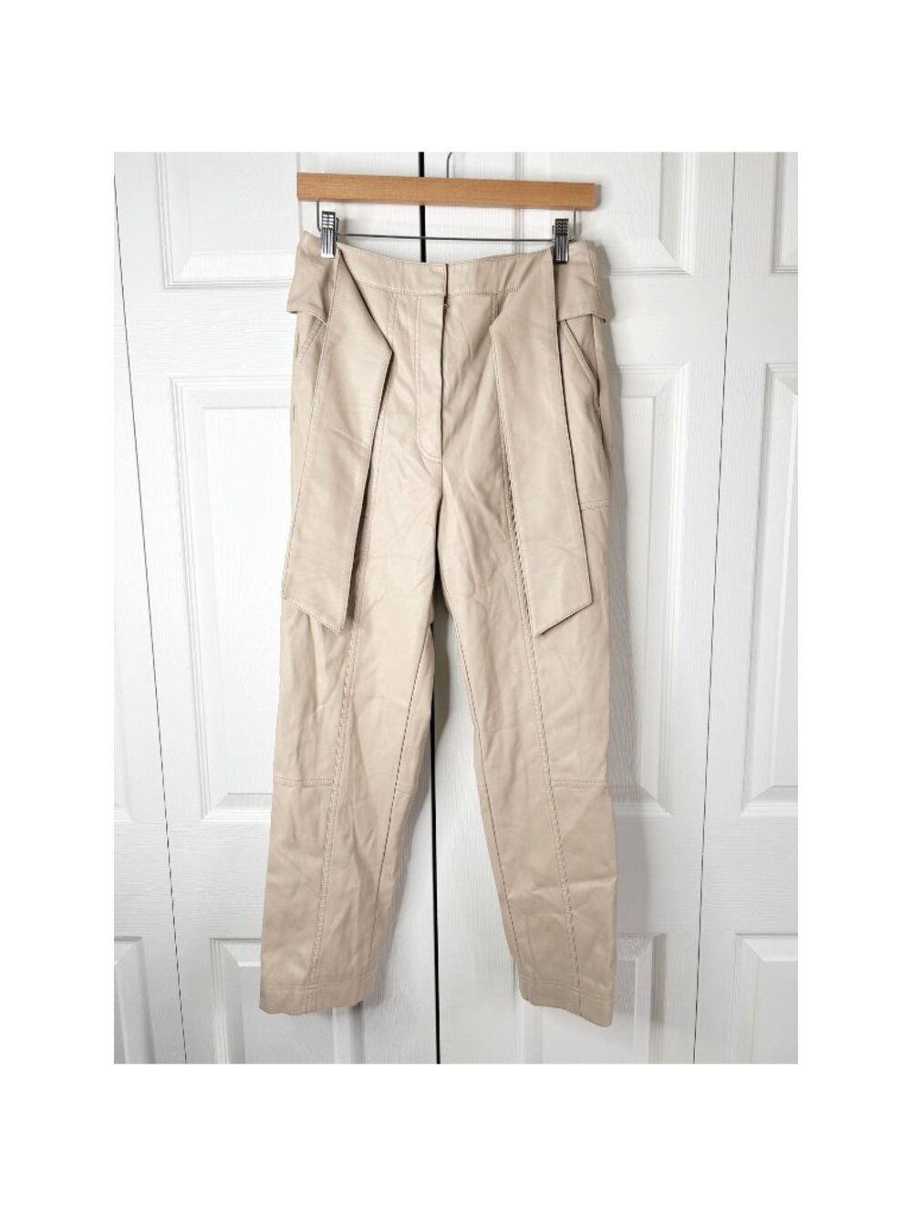 Jonathan Simkhai Tessa Tan Faux Leather High Rise Pants Women's Size 8